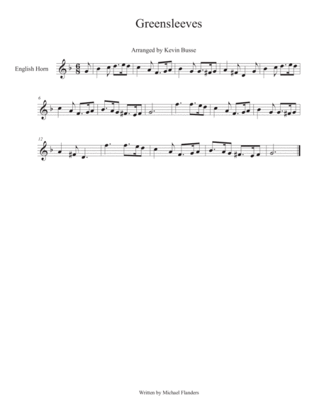 Greensleeves English Horn Sheet Music