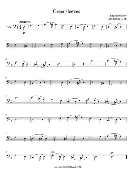 Greensleeves For Tuba And Piano Sheet Music