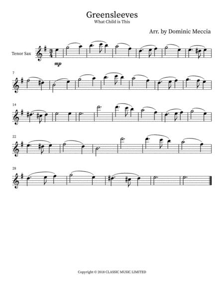 Greensleeves Tenor Soprano Sax Sheet Music