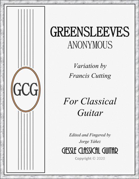 Free Sheet Music Greensleeves Traditional Francis Cutting Version For Classical Guitar