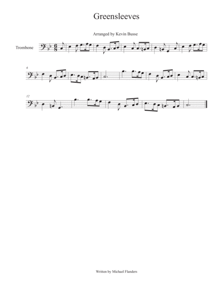 Greensleeves Trombone Sheet Music