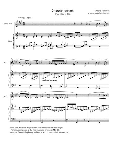 Greensleeves What Child Is This For Bb Clarinet And Piano Sheet Music