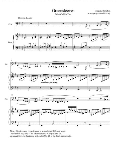 Greensleeves What Child Is This For Cello And Piano Sheet Music