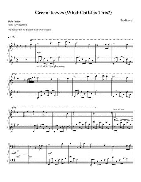 Free Sheet Music Greensleeves What Child Is This Piano Solo