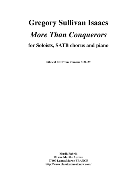Gregory Sullivan Isaacs More Than Conquerors For Satb Soli Satb Chorus And Piano Sheet Music