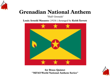 Grenadian National Anthem Hail Grenada For Brass Quintet Sheet Music