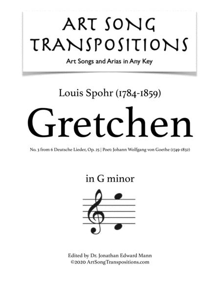 Free Sheet Music Gretchen Op 25 No 3 Transposed To G Minor