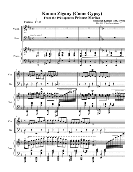 Free Sheet Music Grfin Mariza Act 3 Nr 13a Komm Zigany Arrangement Includes Tanz Schnell Ziguener Csrds