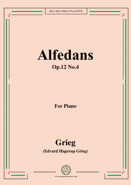 Grieg Alfedans Op 12 No 4 For Piano Sheet Music