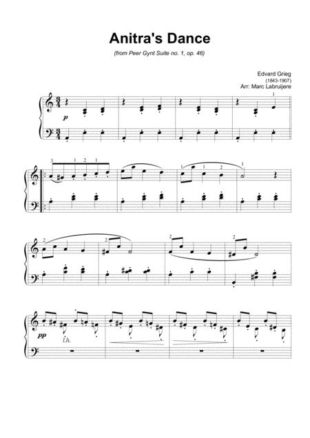 Grieg Anitras Dance Early Intermediate Piano Sheet Music