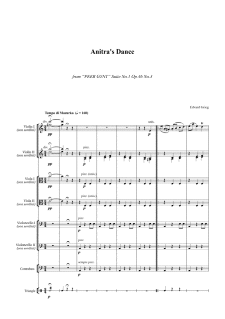 Grieg Anitras Dance String Orchestra Score And Parts Sheet Music