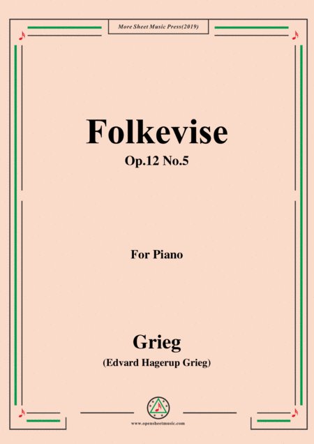 Free Sheet Music Grieg Folkevise Op 12 No 5 For Piano