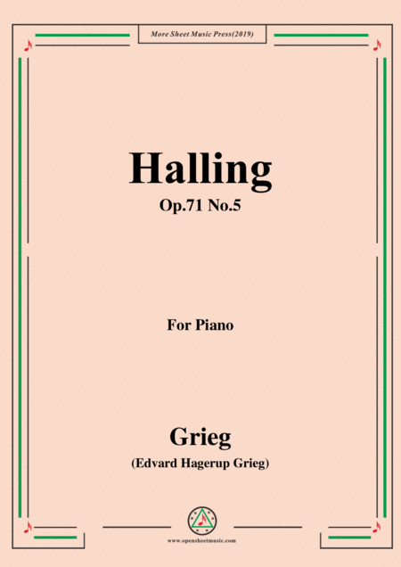 Grieg Halling Op 71 No 5 For Piano Sheet Music