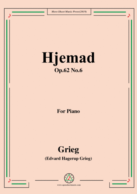 Free Sheet Music Grieg Hjemad Op 62 No 6 For Piano