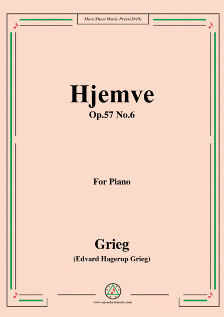 Grieg Hjemve Op 57 No 6 For Piano Sheet Music