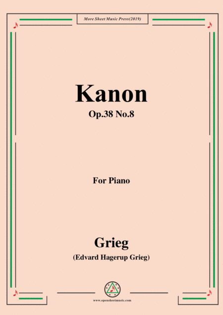 Free Sheet Music Grieg Kanon Op 38 No 8 For Piano