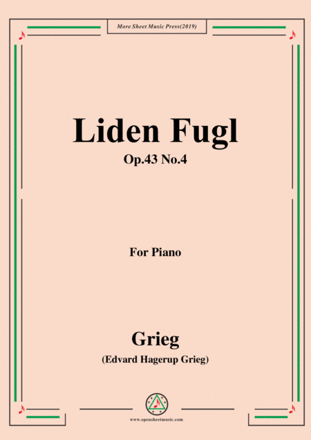 Free Sheet Music Grieg Liden Fugl Op 43 No 4 For Piano