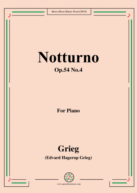 Grieg Notturno Op 54 No 4 For Piano Sheet Music