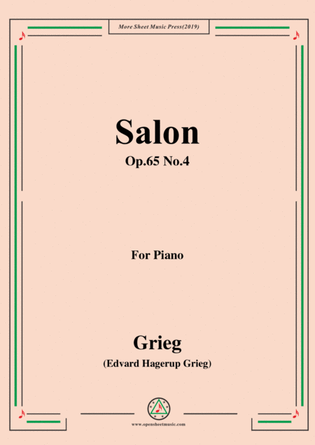 Free Sheet Music Grieg Salon Op 65 No 4 For Piano