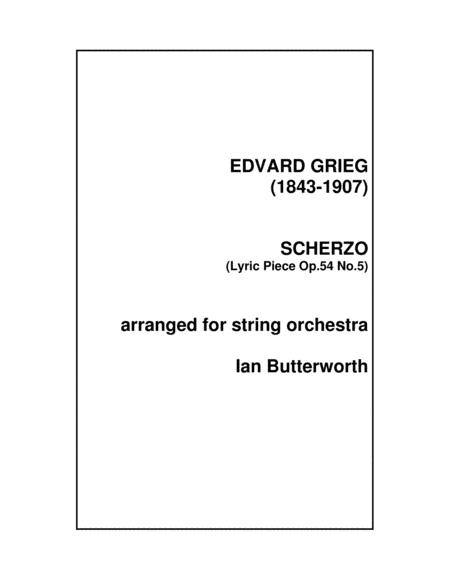 Free Sheet Music Grieg Scherzo Op 54 No 5 For String Orchestra