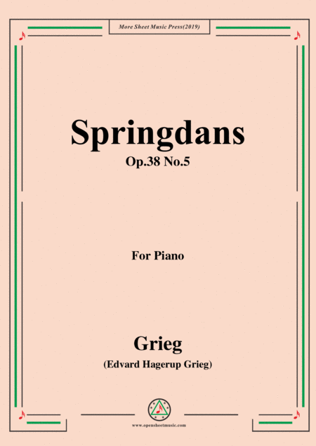 Grieg Springdans Op 38 No 5 For Piano Sheet Music