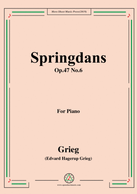 Grieg Springdans Op 47 No 6 For Piano Sheet Music