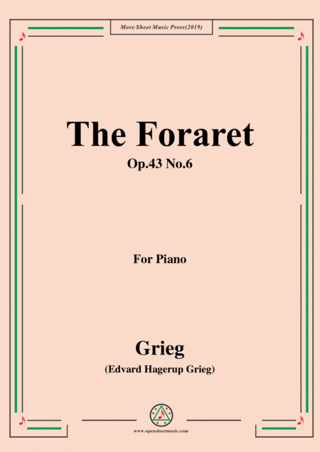 Free Sheet Music Grieg The Foraret Op 43 No 6 For Piano