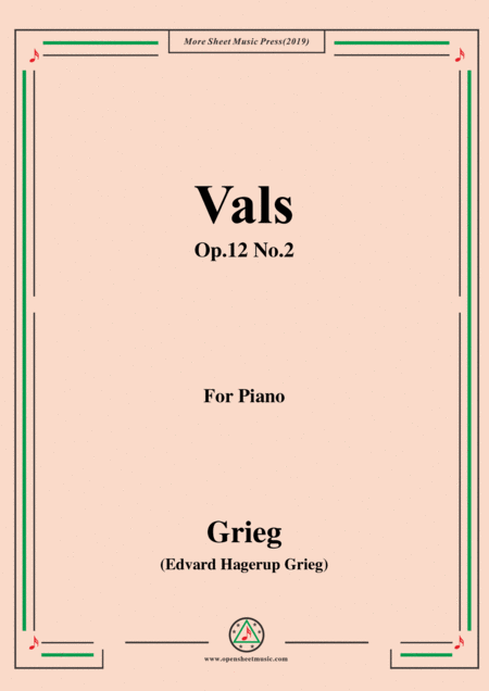 Grieg Vals Op 12 No 2 For Piano Sheet Music