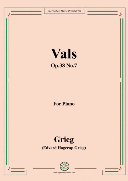 Grieg Vals Op 38 No 7 For Piano Sheet Music