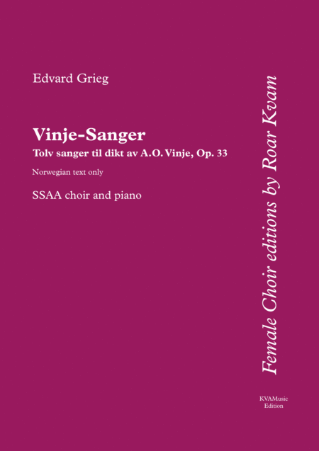 Grieg Vinje Sanger Op 33 Ssaa Choir With Piano Sheet Music