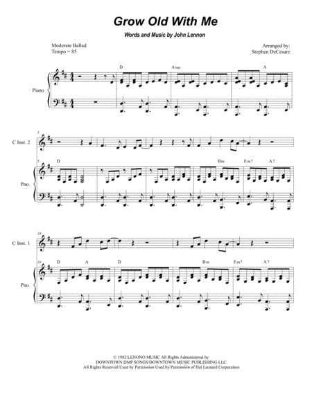 Grow Old With Me Duet For C Instruments Sheet Music