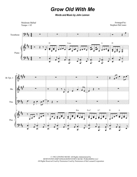 Grow Old With Me For Brass Quartet Sheet Music