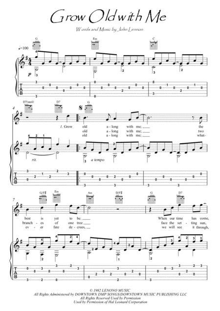 Grow Old With Me Guitar Fingerstyle Sheet Music