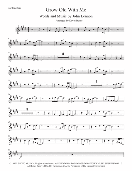 Free Sheet Music Grow Old With Me Original Key Bari Sax