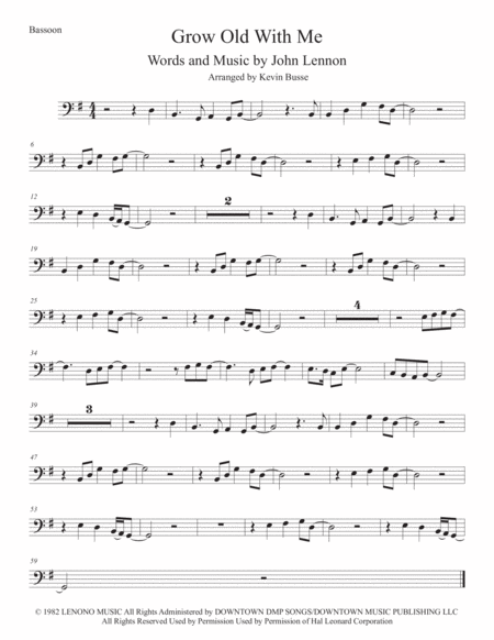 Grow Old With Me Original Key Bassoon Sheet Music