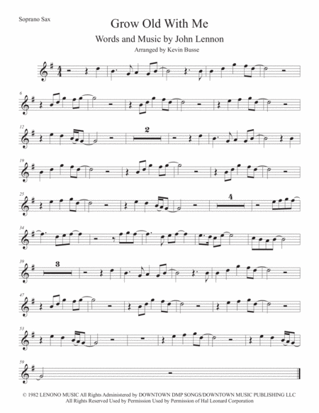 Grow Old With Me Soprano Sax Sheet Music