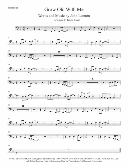Free Sheet Music Grow Old With Me Trombone