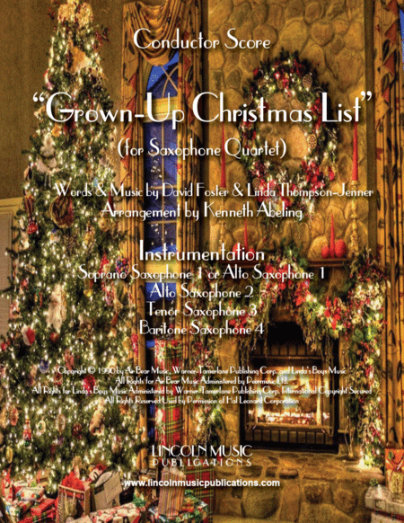 Grown Up Christmas List For Saxophone Quartet Satb Or Aatb Sheet Music