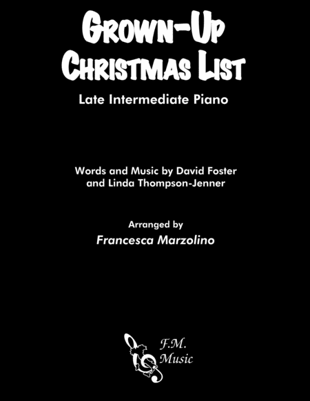 Grown Up Christmas List Late Intermediate Piano Sheet Music