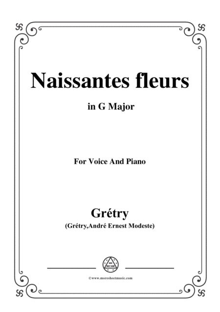 Grtry Naissantes Fleurs From Cphale Et Procris In G Major For Voice And Piano Sheet Music