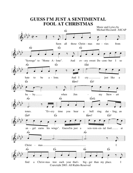 Free Sheet Music Guess I M Just A Sentimental Fool At Christmas