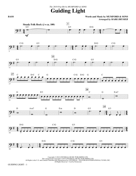 Free Sheet Music Guiding Light Arr Mark Brymer Bass