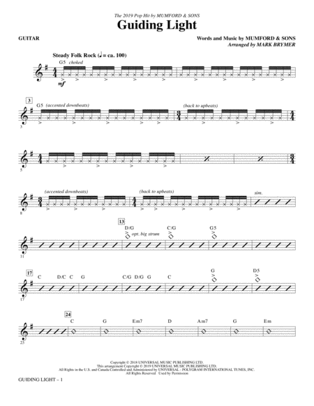 Guiding Light Arr Mark Brymer Guitar Sheet Music