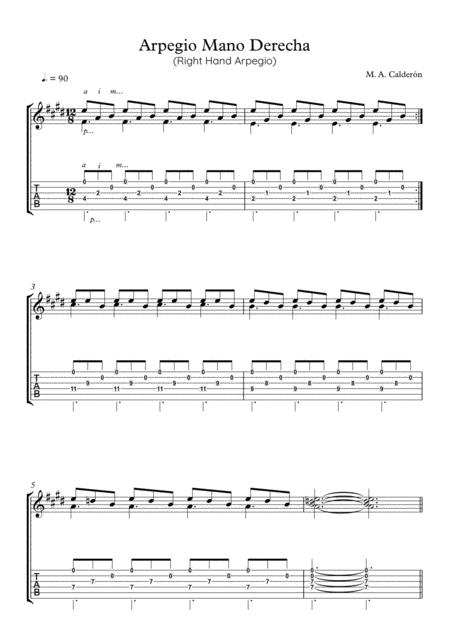 Guitar Exercise Arpegios Right Hand Sheet Music