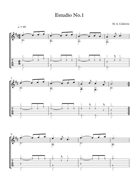 Free Sheet Music Guitar Exercise Study No 1