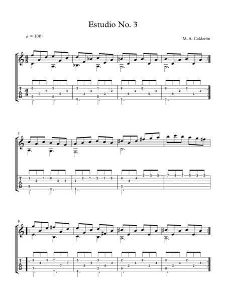 Free Sheet Music Guitar Exercise Study No 3