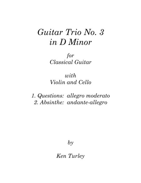 Free Sheet Music Guitar Trio No 3 In D Minor With Violin And Cello