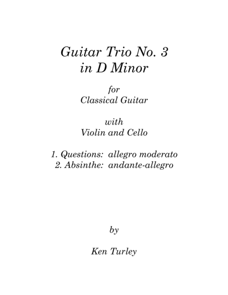 Guitar Trio No 3 In D Minor With Violin And Cello Sheet Music