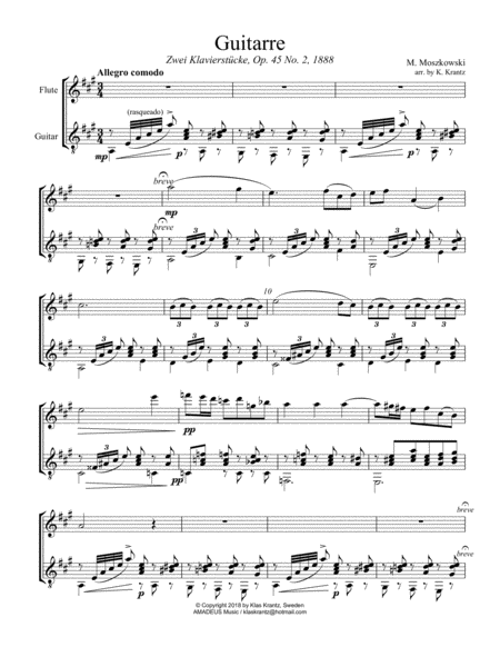 Free Sheet Music Guitarre Op 45 No 2 For Flute And Guitar
