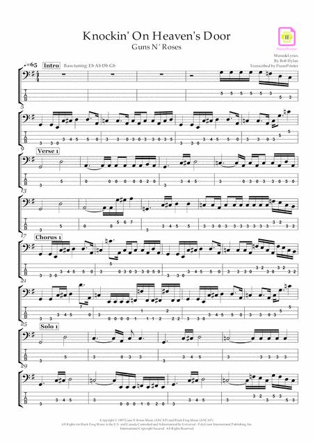 Guns N Roses Knockin On Heaven Door Sheet Music